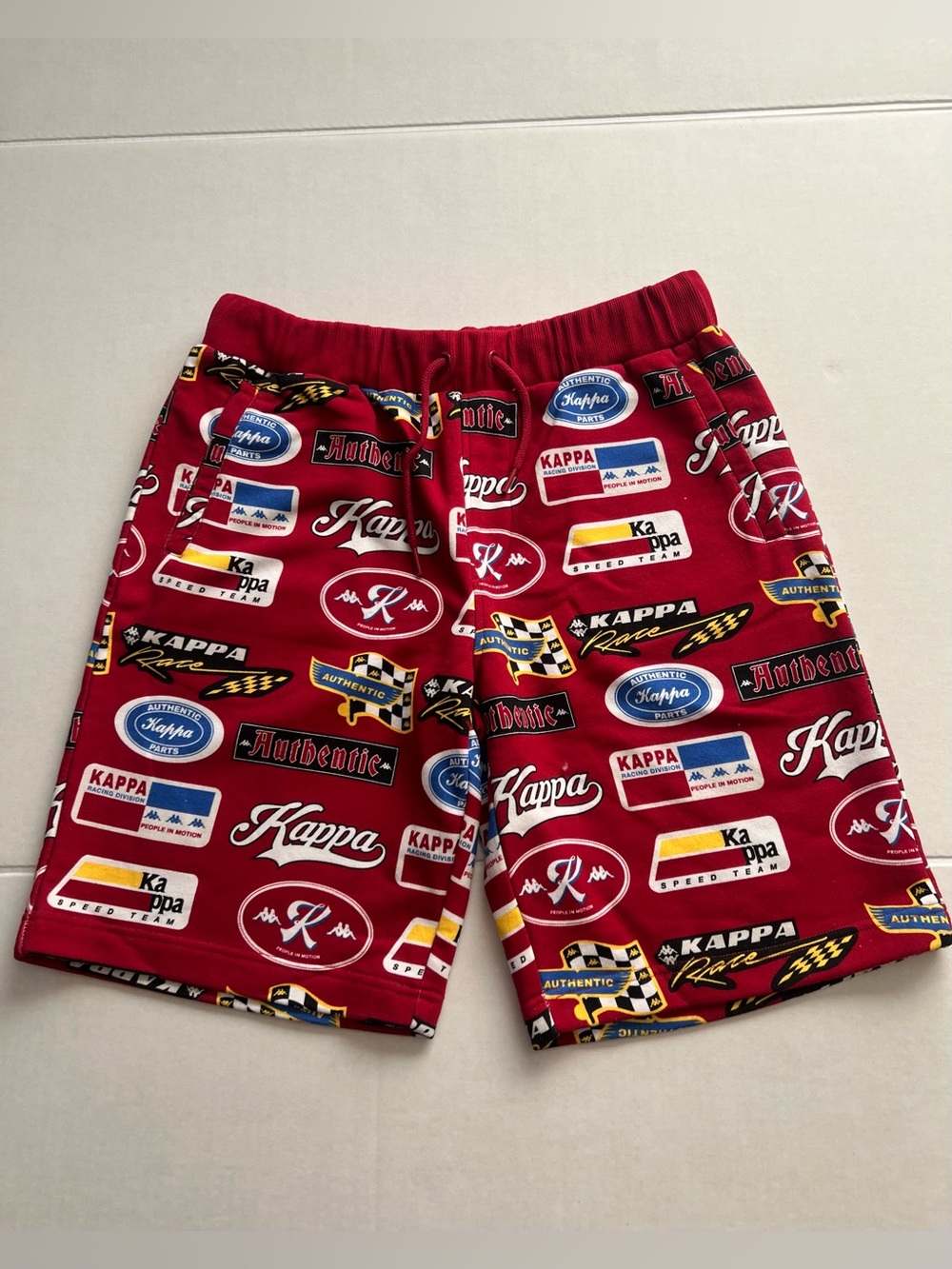 Kappa Red All-Over Logo Print mens Shorts